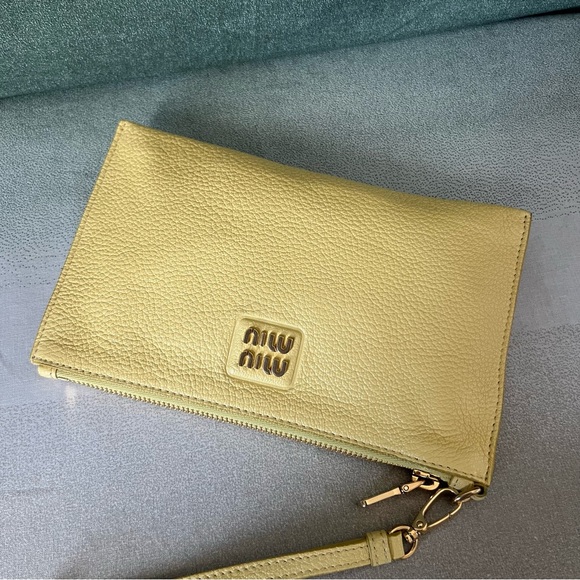 Miu Miu Yellow Nappa Leather Wristlet Small - Picture 6 of 16